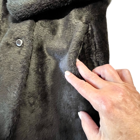 Npc Fashions Brown Hipster Faux Fur 70’s Long Sleeve Jacket SzM - Picture 8 of 9